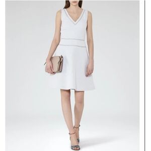 Reiss Nelly Off-white/blue Sleeveless Dress